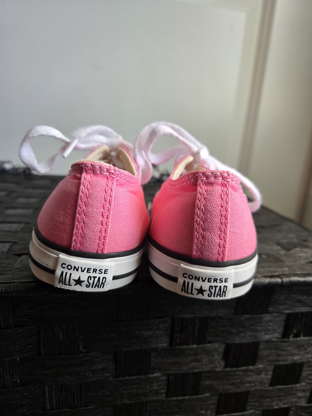 Converse Kids Low Top Canvas Sneakers - Hot Pink with White Accents - Picture 3 of 4